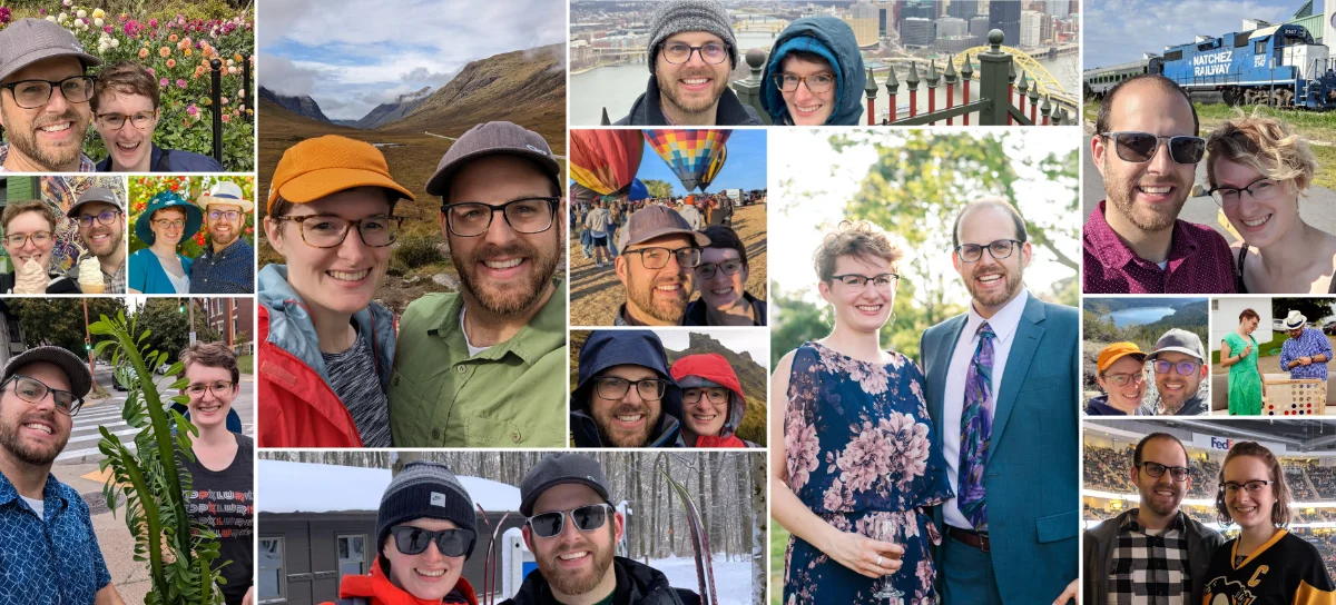 Photos of Brian and Katy in a grid